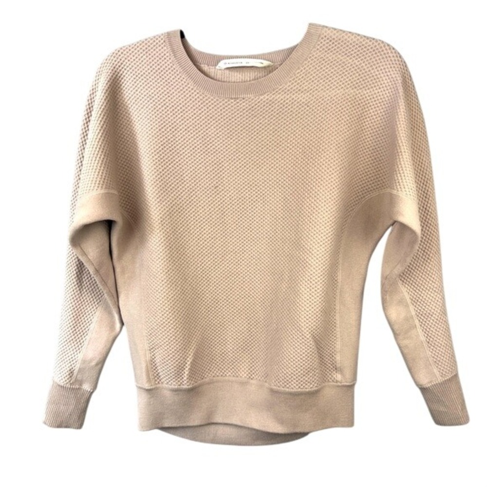 Athleta Merino Wool Blend Thermal Waffle Knit Sweatshirt Light Pink SZ XS Yoga‎